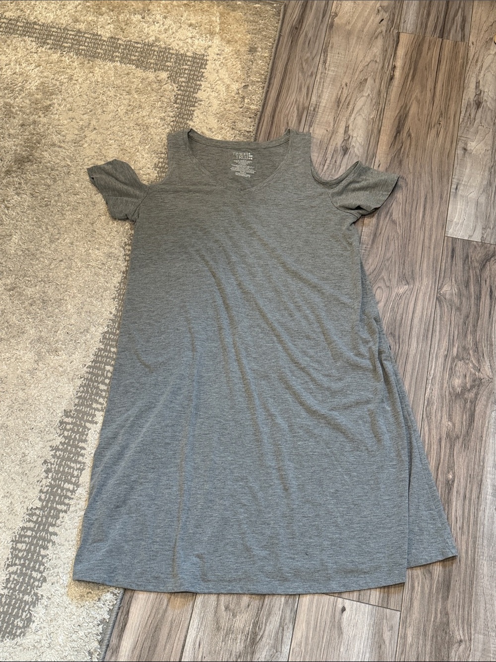 Time and Tru Grey Cold-Shoulder T-Shirt Dress